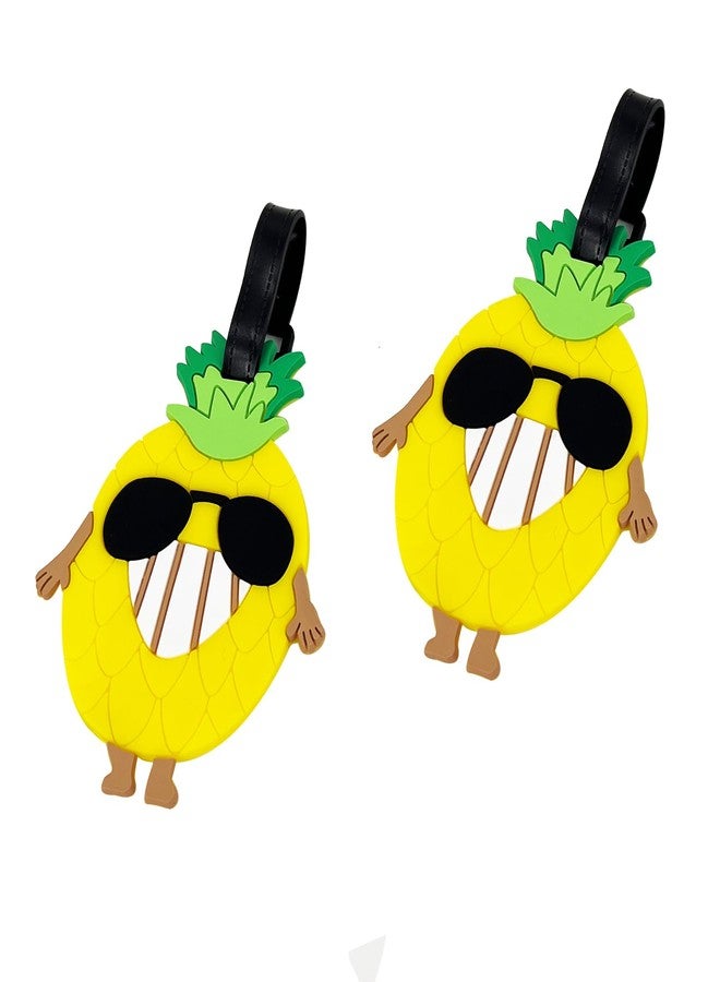 FREZORA Pineapple Luggage Tags for Suitcases 2-Pack Cute Silicone Luggage Tag with Name ID Card Funny Suitcase Label - Image 2